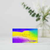 Carte De Visite Photographie créative unique bleu violet jaune (Debout devant)