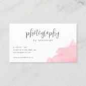 Carte De Visite Photographie d'aquarelle rose moderne (Dos)