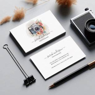 Carte De Visite Photographie de caméra florale à l'aquarelle vinta