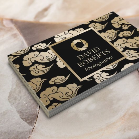 Carte De Visite Photographie de la caméra dorée moderne - Nuages o