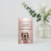 Carte De Visite Photographie de la caméra Rose de projection en or (Debout devant)