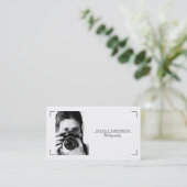 Carte De Visite Photographie de logo blanc moderne minimal propre (Debout devant)