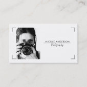 Carte De Visite Photographie de logo blanc moderne minimal propre (Devant)
