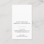 Carte De Visite Photographie de mariage élégante verticale (Dos)