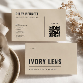 Carte De Visite Photographie de mariage minimaliste | Beige grès