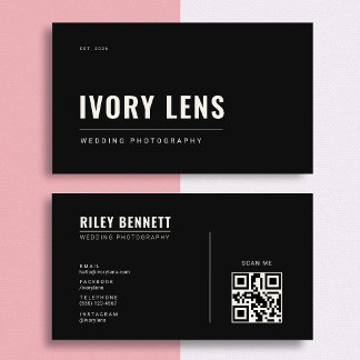 Carte De Visite Photographie de mariage minimaliste | Obsidienne n