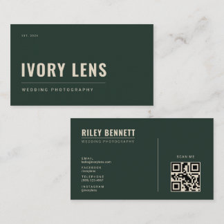 Carte De Visite Photographie de mariage minimaliste | Vert forêt