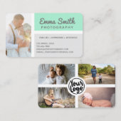 Carte De Visite Photographie de Mint & Grey Logo Personnalisé (Devant / Derrière)