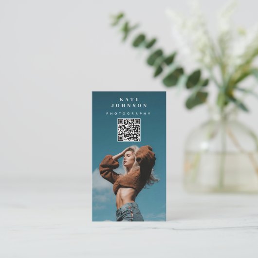 Carte De Visite Photographie de mode personnalisée QR Code Médias (Debout devant)