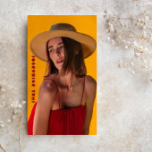 Carte De Visite Photographie de modèle complet Orange & Rouge Scri