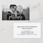 Carte De Visite Photographie de script de brosse moderne BW (Devant / Derrière)