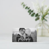 Carte De Visite Photographie de script de brosse moderne BW (Debout devant)