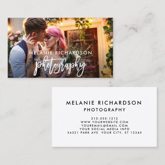 Carte De Visite Photographie de script de brosse moderne W (Devant / Derrière)