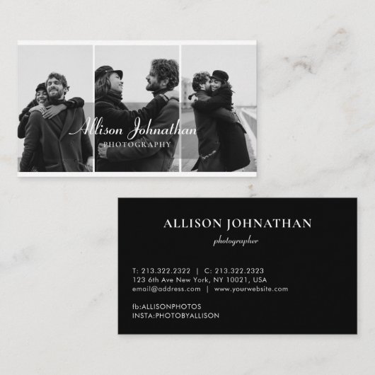 Carte De Visite Photographie de script Professional 3 photos (Devant / Derrière)