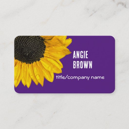 Carte De Visite photographie de tournesol jaune et violet brillant (Devant)