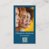 Carte De Visite Photographie décontractée Code Qr Marine Bleu (Devant)