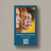 Carte De Visite Photographie décontractée Code Qr Marine Bleu
