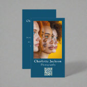 Carte De Visite Photographie décontractée Code Qr Marine Bleu