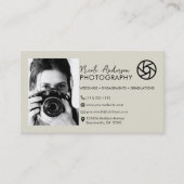 Carte De Visite Photographie du logo avant minimal moderne beige (Devant)