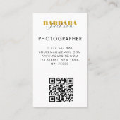 Carte De Visite Photographie Elegant Professional code qr (Dos)