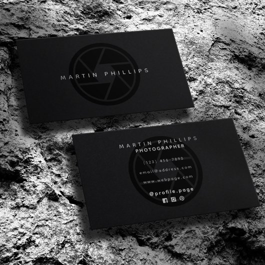 Carte De Visite Photographie et vidéo de l'objectif élégant noir