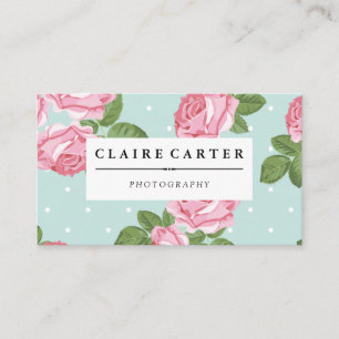 Carte De Visite Photographie Floral Rose et Pois