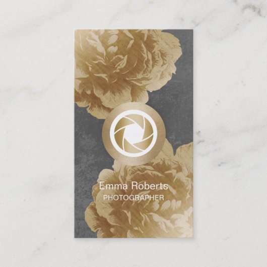 Carte De Visite Photographie florale d'or d'appareil-photo de (Devant)
