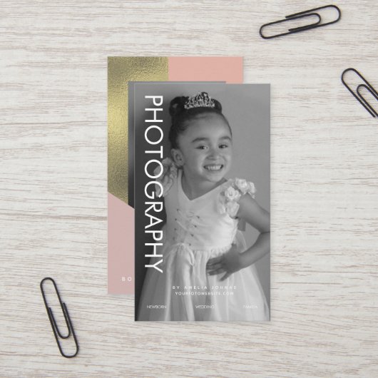 Carte De Visite Photographie Formes commerciales Couleur Bloc Faux (Devant/Arrière en situation)