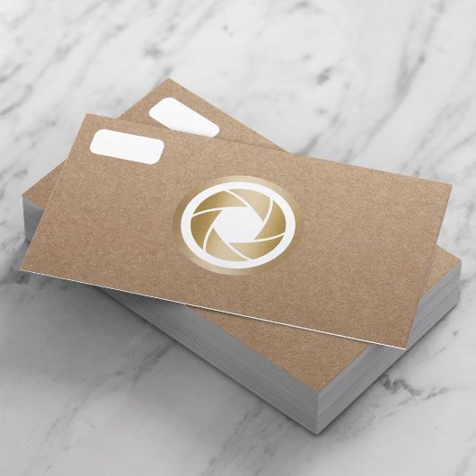 Carte De Visite Photographie Gold Shutter Rustic Kraft Photographe