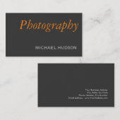 Carte De Visite Photographie Gris Orange Plat Professionnel (Devant / Derrière)