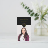 Carte De Visite Photographie immobilière de luxe noir professionne (Debout devant)