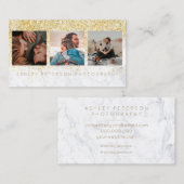 Carte De Visite Photographie mariage en marbre typographie chic de (Devant / Derrière)