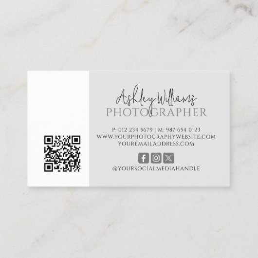Carte De Visite Photographie minimale Code QR (Dos)