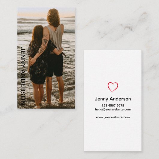 Carte De Visite Photographie minimaliste avec photo intégrale simp (Devant / Derrière)