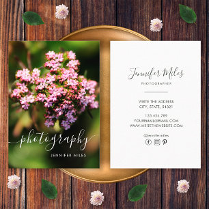 Carte De Visite Photographie minimaliste simple florale élégante