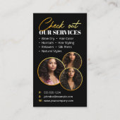 Carte De Visite Photographie moderne Black Gold Sparklist (Dos)