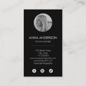 Carte De Visite Photographie Moderne Code QR vertical médias socia (Dos)