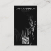 Carte De Visite Photographie Moderne Code QR vertical médias socia (Devant)