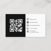 Carte De Visite Photographie moderne en noir blanc avec code QR Mé (Dos)