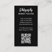 Carte De Visite Photographie Moderne et Simple Code QR Professionn (Dos)