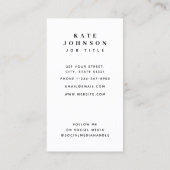 Carte De Visite Photographie moderne Minimale Photo simple (Dos)