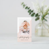 Carte De Visite Photographie moderne noir rose bloc photo (Debout devant)