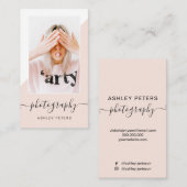 Carte De Visite Photographie moderne noir rose bloc photo (Devant / Derrière)