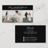 Carte De Visite Photographie moderne noir tendance calligraphie ph (Devant / Derrière)