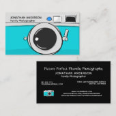 Carte De Visite Photographie moderne Photographe Turquoise caméra (Devant / Derrière)