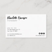 Carte De Visite Photographie moderne Script photo complet (Dos)