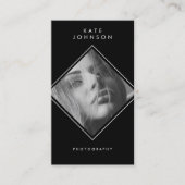 Carte De Visite Photographie moderne simple noir élégant Code QR (Devant)