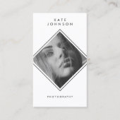 Carte De Visite Photographie moderne simple noir et blanc Code QR (Devant)