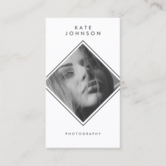 Carte De Visite Photographie moderne simple noir et blanc Code QR (Devant)