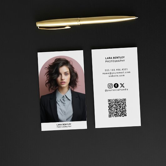 Carte De Visite Photographie moderne style de code QR